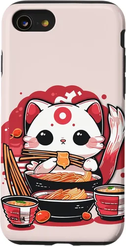 Vista 18 de iPhone 16 Japanese Cat Eating Ramen Cute Kawaii Cat Case