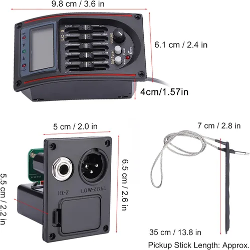 Vista 5 de Pasamer - Afinador de pasamer, Pickup Lcd de 5 bandas para guitarra acústica preamplificador ecualizador Lc-5 ecualizador sintonizador