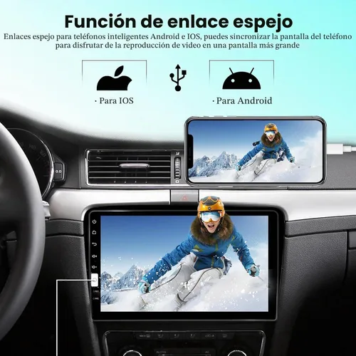 Vista 2 de [Fuluku] Estéreo de coche de 9 "1080P Single DIN con Carplay inalámbrico Android Auto