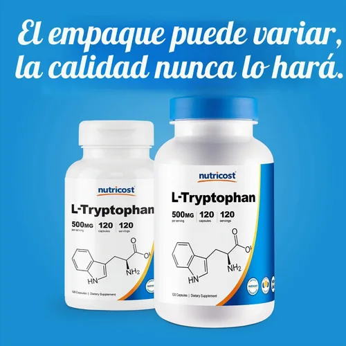 Vista 3 de Nutricost L-triptófano 500 mg, 120 cápsulas (2 botellas)