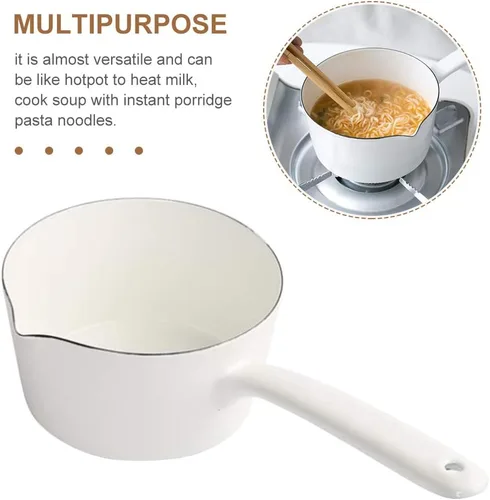 Vista 11 de Cacerola de 1.2L, sartén esmaltada para leche, calentador de mantequilla, olla de leche, fácil de cocinar y limpiar, olla antiadherente para hervir