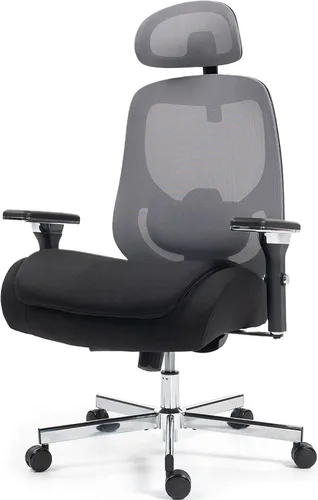 Vista 10 de Silla de oficina grande y alta resistente con brazos abatibles, silla ejecutiva ergonómica de escritorio para el hogar de 450 libras con asiento
