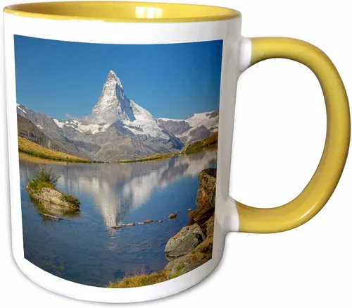 Vista 11 de 3dRose Danita Delimont – Mountain – Suiza, Zermatt, Matterhorn reflected in Stellisee – Tazas, Negro/Blanco
