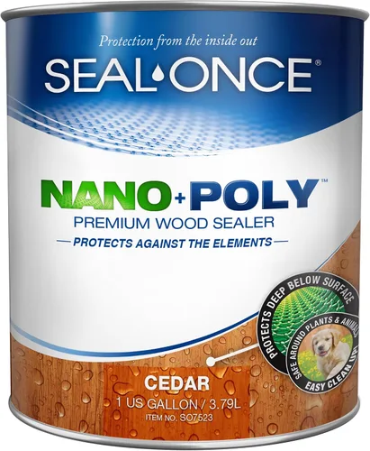 Vista 17 de Sellador Seal-Once Nano+Poly de madera penetrante con poliuretano, sellador impermeable de alta calidad, 1 galón, negro Sellador impermeable