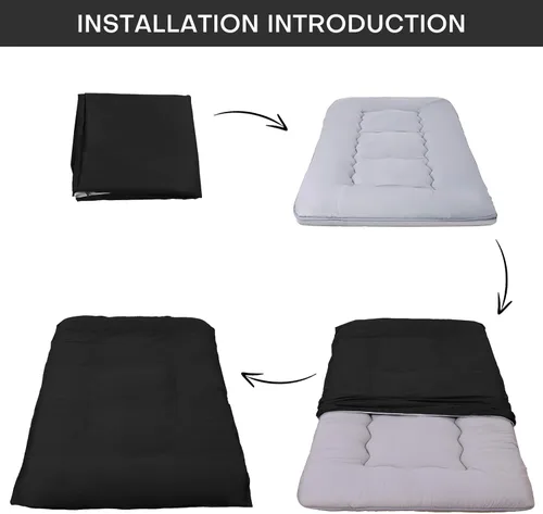 Vista 6 de Funda de colchón de futón de piso 100% algodón, suave, amigable con la piel, lavable, con cremallera, funda de colchón tatami, a prueba de polvo