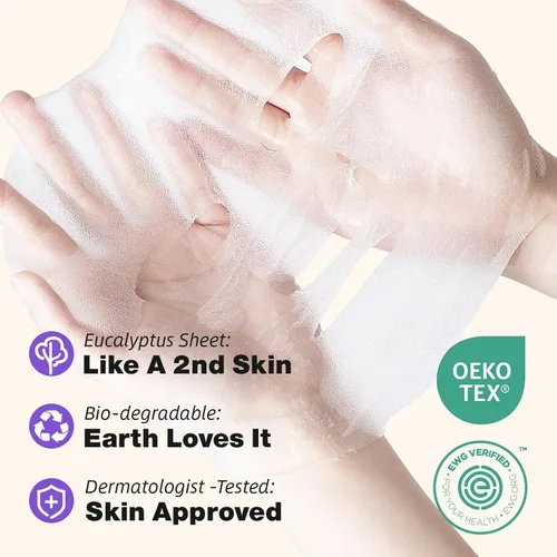 Vista 6 de ZealSea Clean Beauty Mascarillas Faciales para el Cuidado de la Piel, Minimalismo 15 Ingredientes Mascarilla de Hoja, Diseño de Color Dopamina