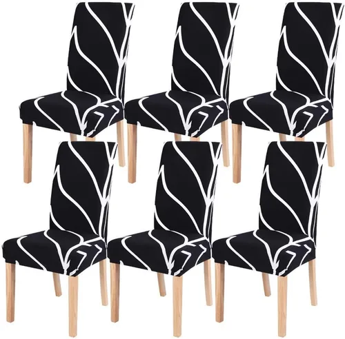 Vista 2 de Juego de 10 fundas para silla, fundas elásticas para sillas Parsons, de elastano, extraíbles, lavables, fundas protectoras para sillas de cocina