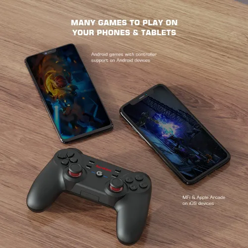 Vista 6 de GameSir T3s Wireless Controller Blue Controller with Turbo Function Dual Shock and 25 Hours Playing Time Support HIDArcadeMFISwitch for