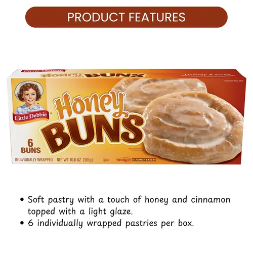 Vista 4 de Little Debbie® Bollos de miel, 36 pasteles de desayuno envueltos individualmente (6 cajas)