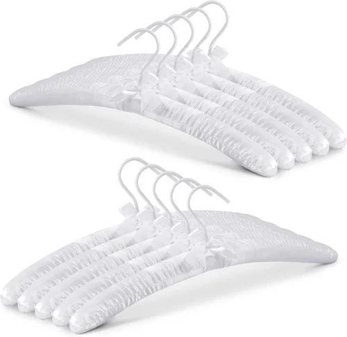 Vista 11 de JS Hanger Percha acolchada para suéteres, perchas extra grandes de 17 pulgadas con cubierta de satén, sin protuberancias de hombro para ropa