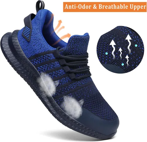 Vista 5 de Zapatos de punta de acero para hombres y mujeres, cómodos, ligeros, zapatos de seguridad para el trabajo, a prueba de pinchazos, antideslizantes