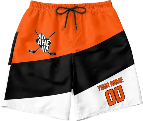 Vista 6 de Custom Hockey Men's Shorts Gifts for Men Casual City Youth Fans Sport Beach Shorts Add Name & Number Quick Dry