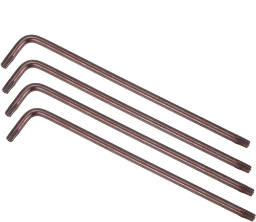 Vista 17 de uxcell T6 Anti manipulación Torx Star Key Bit Llave, forma de L 2.68 pulgadas brazo largo, acero S2 4 piezas