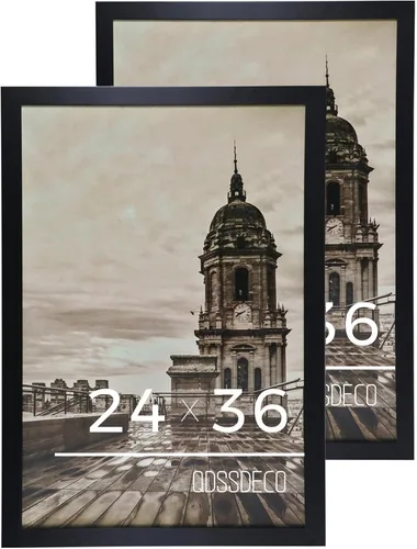 Vista 13 de QDSSDECO Marco para póster de 18 x 24 pulgadas, marco de madera negra con plexiglás de formatos horizontal y vertical, para colgar en la pared