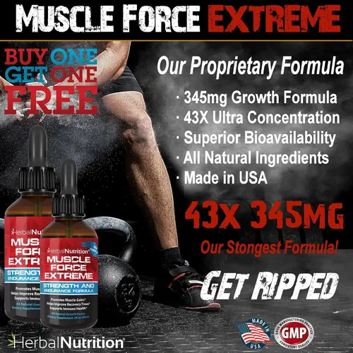 Vista 2 de Muscle Force Extreme - Paquete de 2 botellas de fórmula patentada de 345 mg, nuestro spray de fuerza y resistencia más fuerte, mejora la fuerza