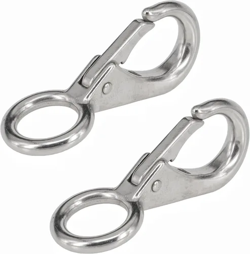 Vista 9 de Stainless Steel 316 Spring Snap Hook – Fixed Eye Clip for Boat, Flag Pole, Keychain, Car Keys Rustproof Snap Shackle with High-Strength Locking