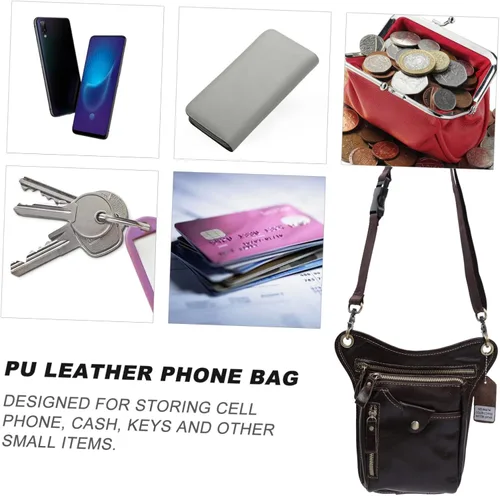 Vista 2 de BESPORTBLE 1 bolsa de pierna para hombre, bolsa deportiva para teléfono, bolsa para teléfono vintage, riñonera para hombre, funda de cuero