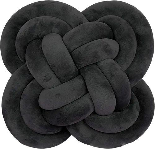 Vista 15 de Cyprinus Carpio Almohada creativa con nudo de bola de rosa, cojín de flor para sofá, almohada lumbar, decoración (rosa-C)