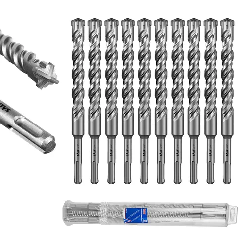 Vista 44 de SALI 10 brocas de martillo giratorio SDS Plus de 1/2 x 6 pulgadas, kit de broca para hormigón, material de carburo de doble rosca de tipo cruzado