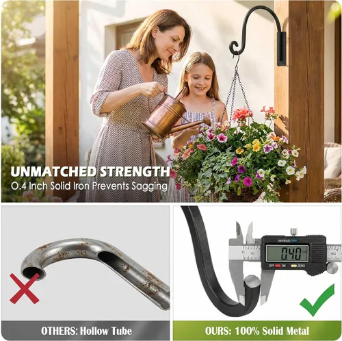 Vista 6 de Lifyzoon Soporte para colgar plantas de alta resistencia (8 pulgadas/negro) Soporte para plantas colgantes forjado a mano para exteriores, duradero
