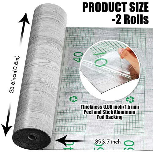 Vista 2 de Drydiet 2 rollos de azulejos de vinilo para despegar y pegar, de 23.6 x 393.7 pulgadas, azulejos de vinilo de linóleo, tablones de vinilo