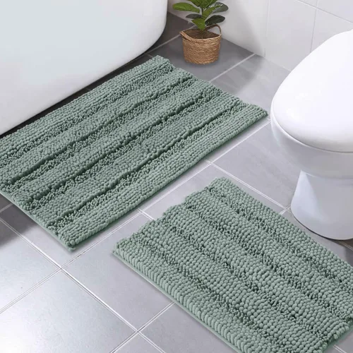Vista 55 de NICETOWN Tapete negro para baño, antideslizante, suave, absorbente de agua, tapete de bajo perfil para entrada, tapete para vestíbulo, puerta