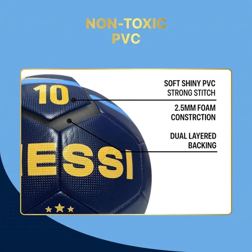 Vista 3 de Icon Sports Balón de fútbol de la selección nacional de Argentina oficialmente tamaño 5 - Messi 10 azul marino con amarillo