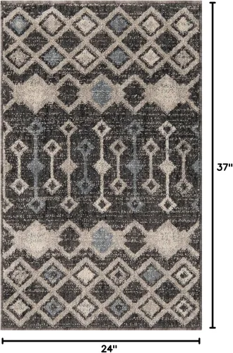 Vista 2 de Unique Loom Eco Trellis Collection - Alfombra de área, nativa (rectangular 2 pies 0 pulgadas x 3 pies 0 pulgadas, gris carbón/azul claro)