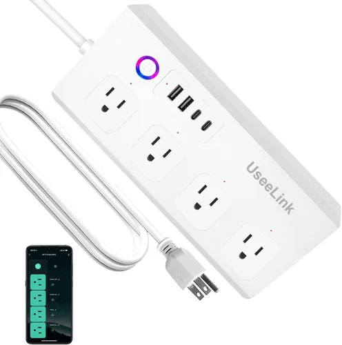 Vista 10 de Matter Smart Power Sstrip, compatible con Apple Home, Alexa y Google Assistant, soporta control de voz y acceso remoto, adecuado para el hogar u