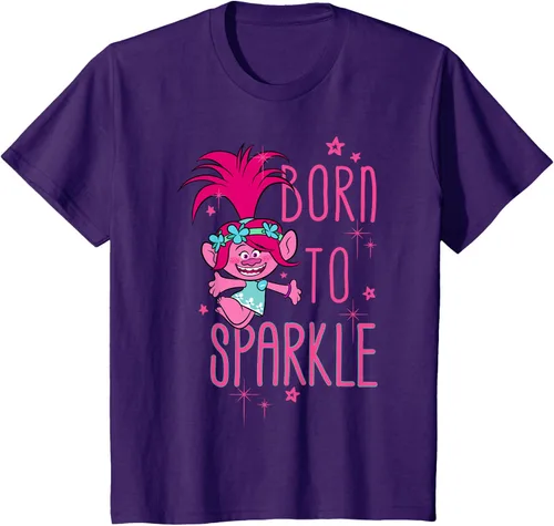 Vista 27 de DreamWorks Trolls Camiseta Born to Sparkle Negro
