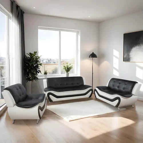 Vista 7 de Sofá modular de cuero, juego de muebles de sala de estar, 3 piezas, moderno, para sala de estar, apartamento, oficina, dormitorio, color blanco