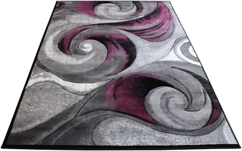 Vista 8 de Masada Rugs, Alfombra tejida moderna, morada, tallada a mano (8 pies x 10 pies, morado)
