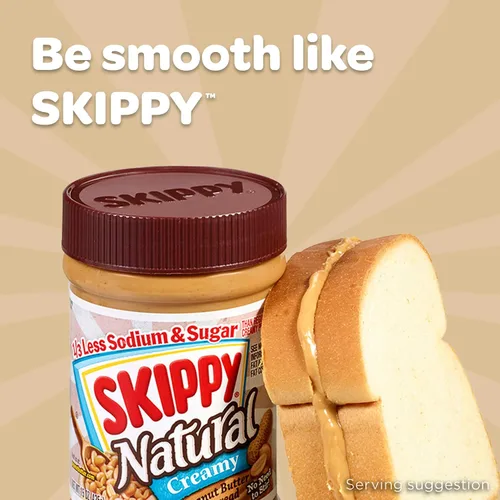 Vista 3 de Skippy Mantequilla de maní natural, 1/3 menos sodio y azúcar, 15 oz