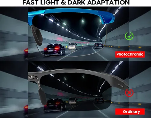 Vista 5 de TJUTR Lentes de sol fotocromáticos polarizados para hombre para conducir de día y noche, antirreflejos, ideales para condiciones de luz baja a media