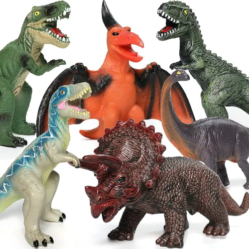 Vista 6 de Gzsbaby 6 juguetes de dinosaurio jumbo para niños de 3 a 5 años y niños pequeños, juguetes de dinosaurio grandes y suaves para los amantes – regalos