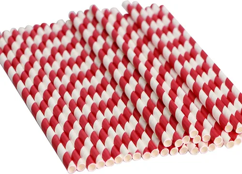 Vista 2 de Webake Pajitas de papel biodegradables a granel 200 pajitas de beber a rayas rojas, gran alternativa a pajitas desechables a pajitas de plástico