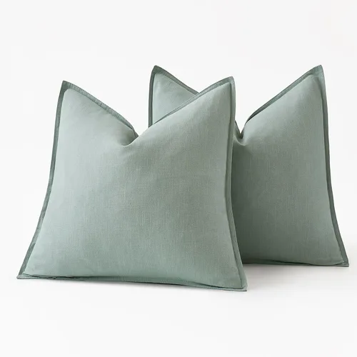 Vista 6 de MIULEE - Fundas de almohada decorativas de lino de 18 x 18 pulgadas, color verde aguamarina