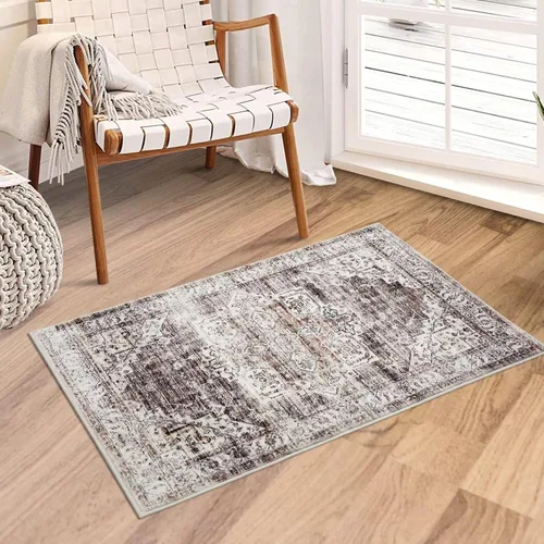 Vista 26 de COZYLOOM Alfombra de área de 2 x 6 pies, tribal, envejecida, para entrada, medallón vintage, alfombra para interiores, alfombra de pelo bajo, suave