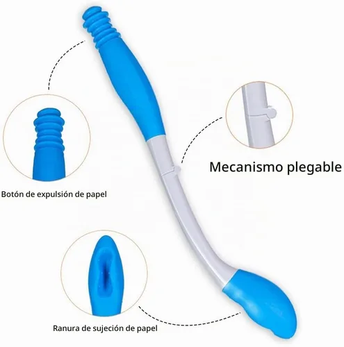 Vista 4 de Limpiador Plegable de Largo Alcance y Comodidad - Ayuda para Limpieza Inferior - Bastón Asistente para Autolimpieza de Glúteos - Ayudas de Inodoro
