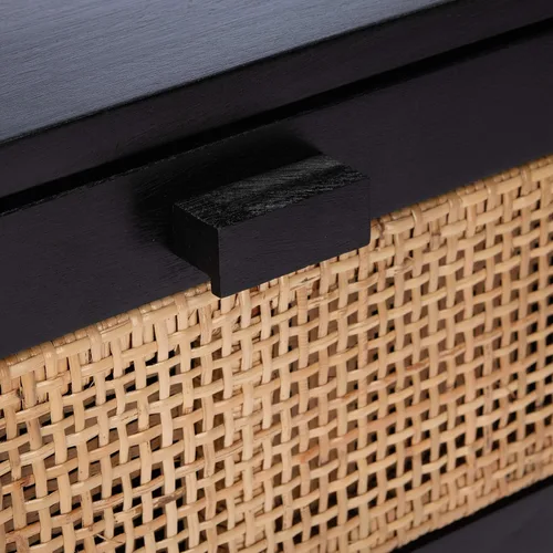 Vista 5 de SAFAVIEH Home Collection Hedwig - Mesita de noche de ratán negro y natural de 2 puertas