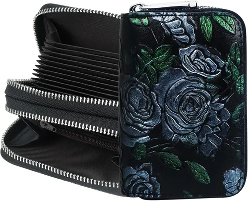 Vista 9 de CONISY - Cartera pequeña de cuero para mujer con bloqueo RFID (mariposa)