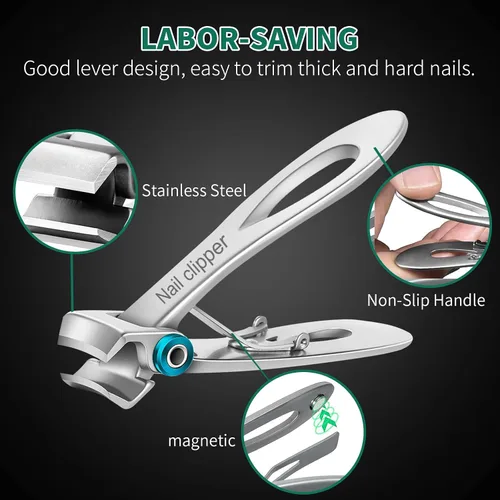 Vista 3 de SZHLUX Juego de cortaúñas con apertura superancha, para uñas gruesas de dedos y uñas de los pies, para manicura, pedicura, hombres y mujeres