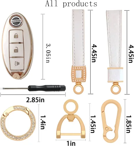 Vista 3 de para Nissan Key fob Cover Dos materiales diferentes llavero Accesorios 5 colores TPU Key Cover para Nissan 3/4/5 Botones Altima Maxima Rogue Armada