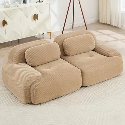 Vista 12 de Juego de sofás seccionales sin hueso de 117 pulgadas para sala de estar, modular en forma de L y sofá de 3 plazas con asiento profundo, almohadas