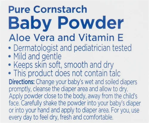 Vista 4 de Polvo puro de almidón de maíz para bebés con aloe y vitamina E (22 oz - 2 unidades)