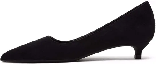 Vista 5 de Zapatos de tacón de gatito para mujer, clásicos, cerrados, puntiagudos, de 2 pulgadas, sin cordones, formal, para oficina, trabajo, boda, zapatos