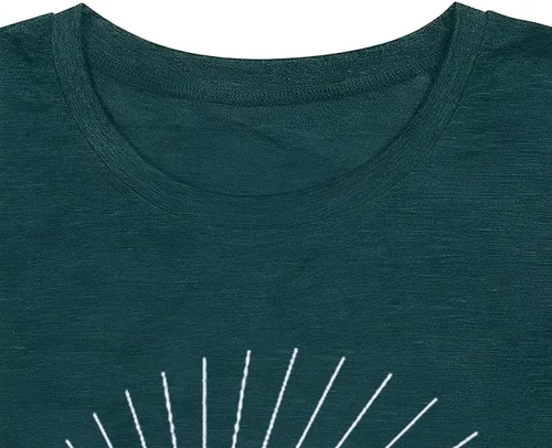 Vista 4 de Camiseta de senderismo para mujer, camiseta de montaña con estampado gráfico de naturaleza y amanecer, camiseta de verano de manga corta