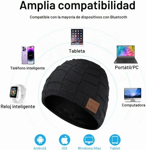 Vista 7 de Bluetooth Beanie for Women with Ponytail Hole, Beanie with Headphones Built in Microphone, Womens Gifts