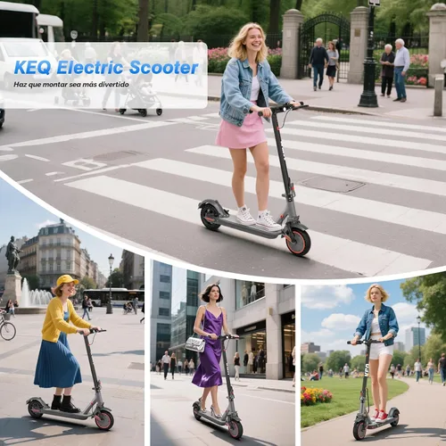 Vista 9 de KEQ Electric Scooter Adults with Dual Suspension 10" Solid Tires Max 22Mph 500W Motor 30 Miles Range Dual Braking System Portable & Foldable E Negro