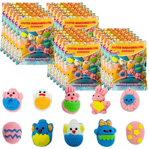 Vista 13 de Gomitas de malvavisco de Pascua, 10 diseños diferentes, 4.5 onzas, gomitas envueltas individualmente en bolsa, sin gluten, sin diario, perfectas